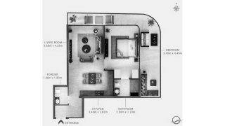 Apartment floor plan, 1 bedroom in MILOS No. 11023