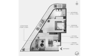 Apartment floor plan, 1 bedroom in MILOS No. 11024